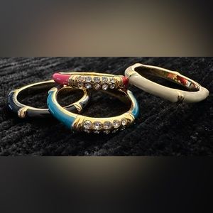 Enamel & CZ Band Rings - Size 9